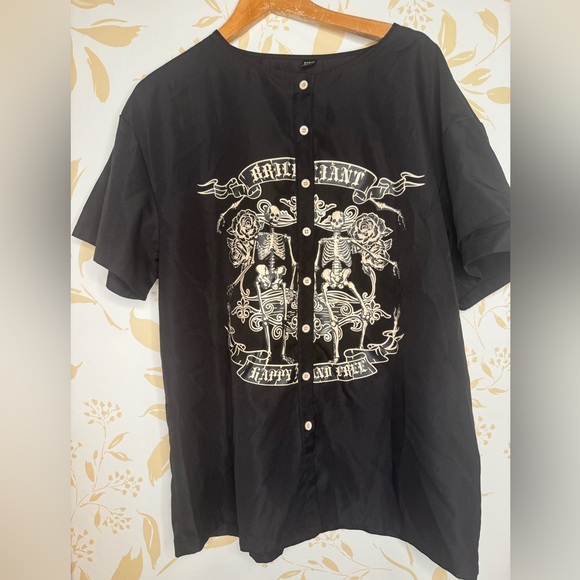 Men’s Rocker Punk Rock Skeleton Button Shirt sz Large - Picture 1 of 4